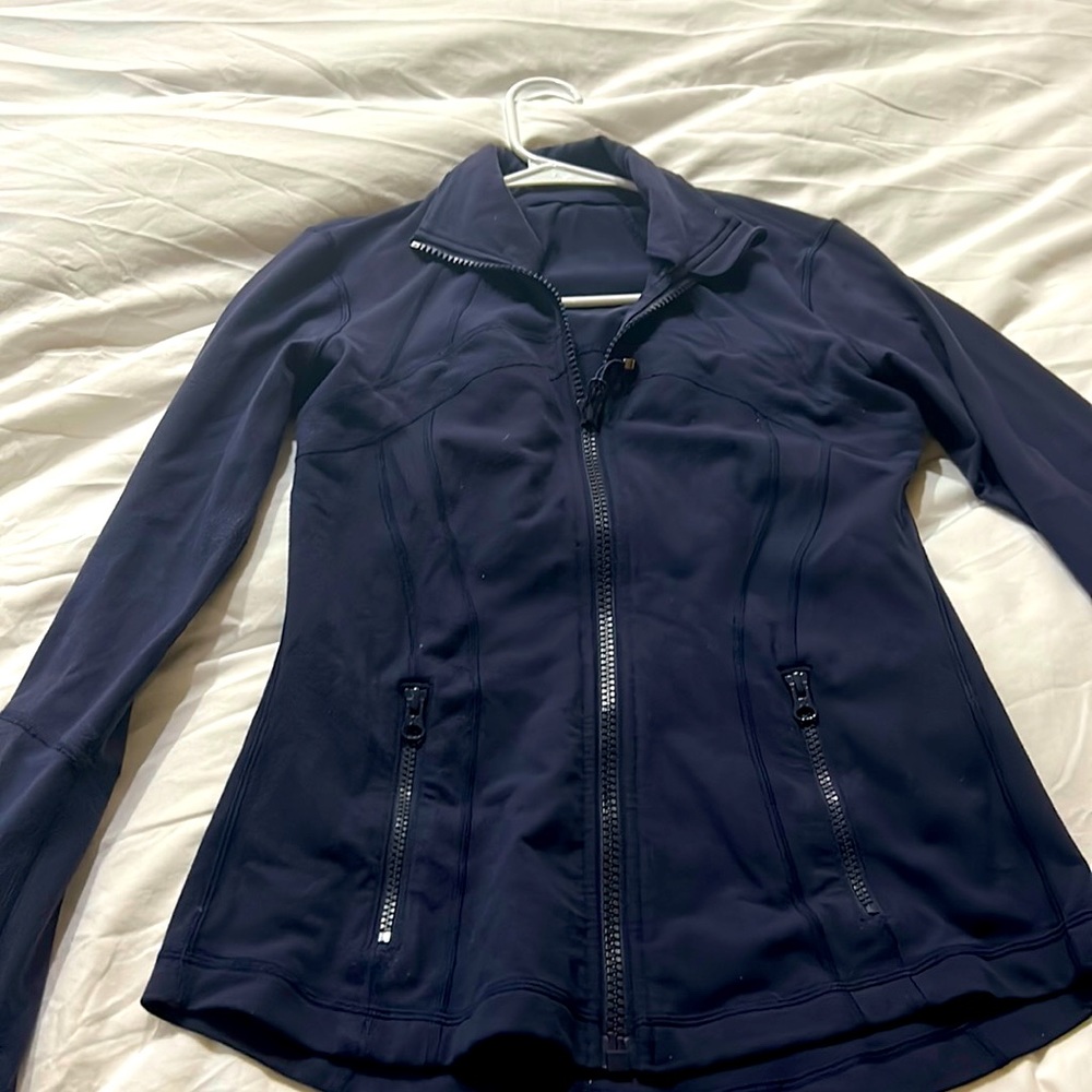 Gently worn Lululemon Navy Blue Scuba Style athletic jacket.  Size 6